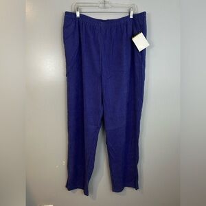 NWT Bob Mackie Purple Moleskin/Faux Suede Pull On Straight Leg Pants Size XL